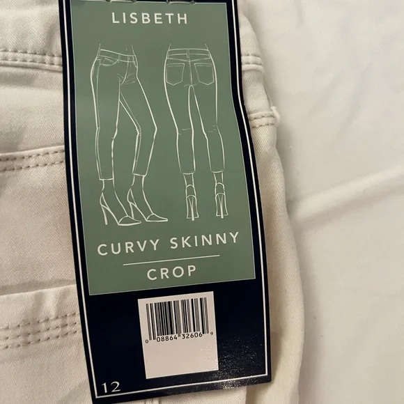 Women's white Bandolino Lizbeth curvy crop floral blouse print Embroidered Jeans - Picture 12 of 16